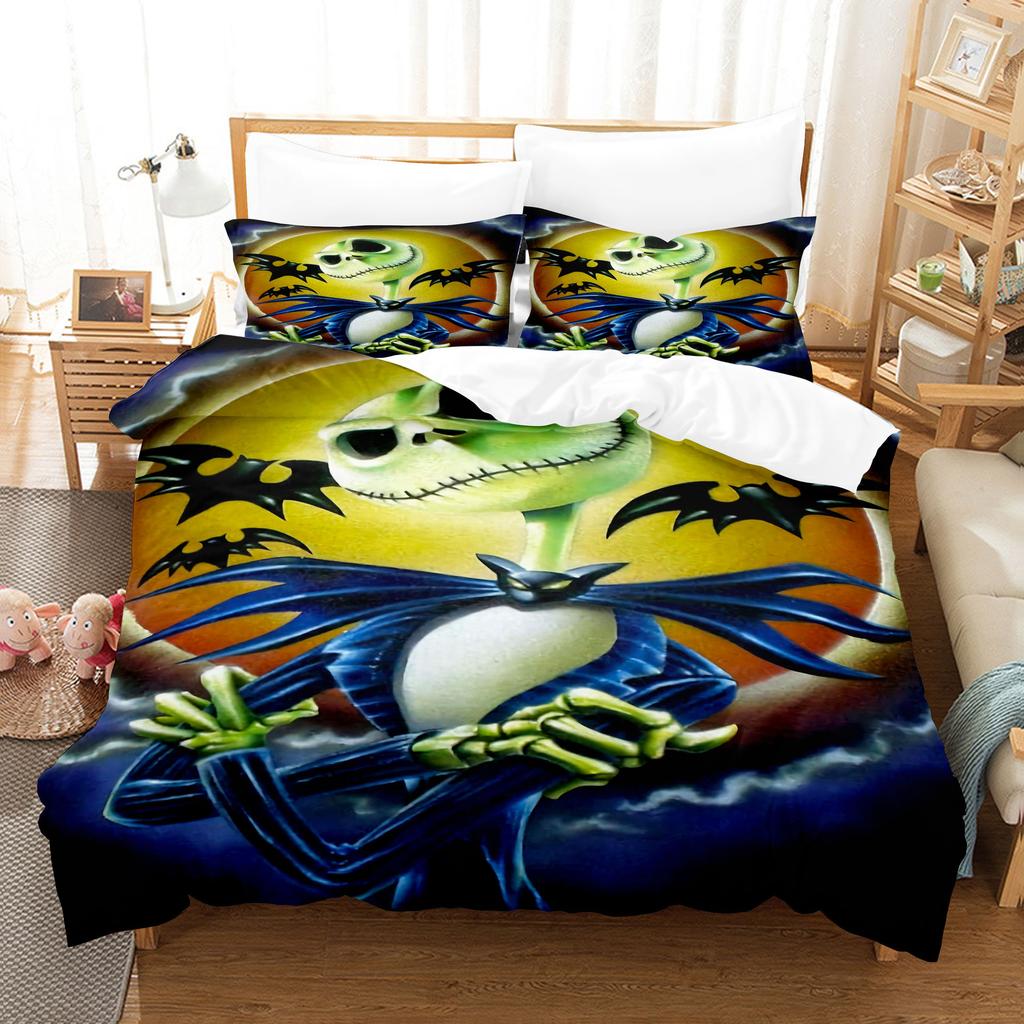 Animation Cartoon Digital Printing Bedding Christmas Eve Fright Polyester Cotton Microfiber Duvet Set Three-Piece Set