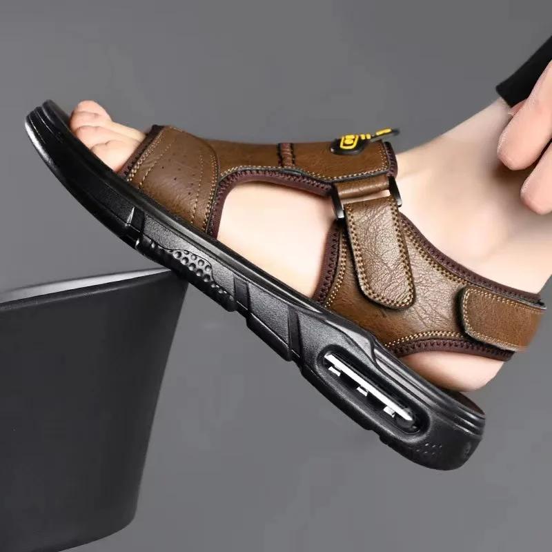 Fashion2024 Summer New Men's Leather Casual Sandals Sports Driving Outside Beach Shoes for Men Fashion Zapatos Hombre Male Sandals