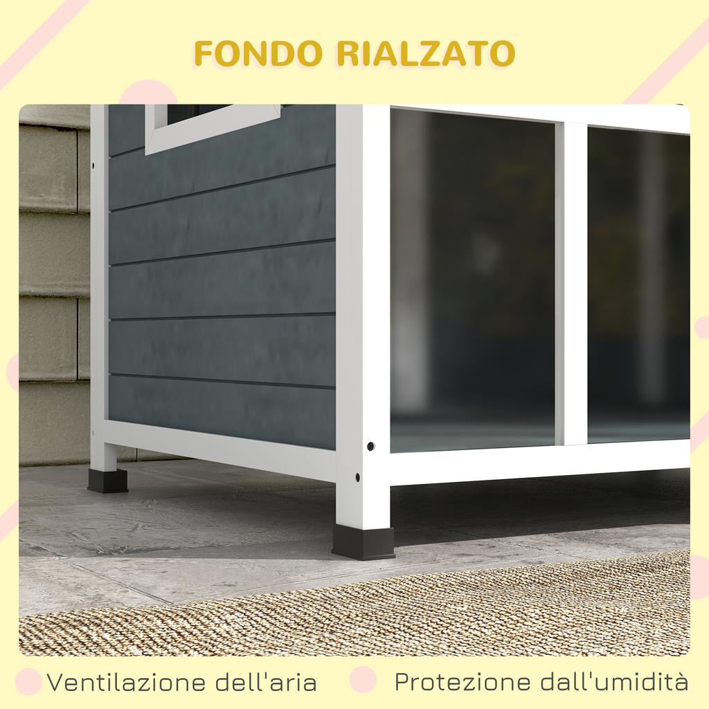 Outdoor Dog Kennel for Medium Size Dogs with Opening Roof In Wood, 101x66.5x70.5 Cm, Grey