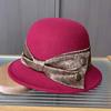 New Contrasting Color Big Bow Top Hat Autumn and Winter Woolen Hat Women's Retro Fisherman Basin Hat