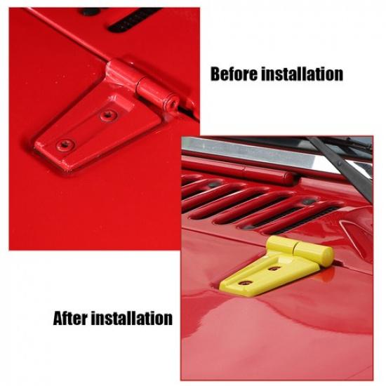 Yellow Engine Hood Hinge Cover Trim Decoration for Jeep Wrangler JK 2007-17 ABS