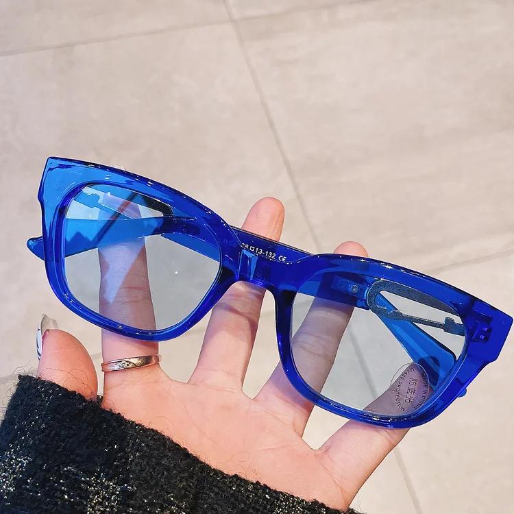 Unique Blue Square Rivet Sunglasses Women  Brand Rectangle Metal Sun Glasses Trendy Hollow Out Frame Men Shade Eyewear Uv400