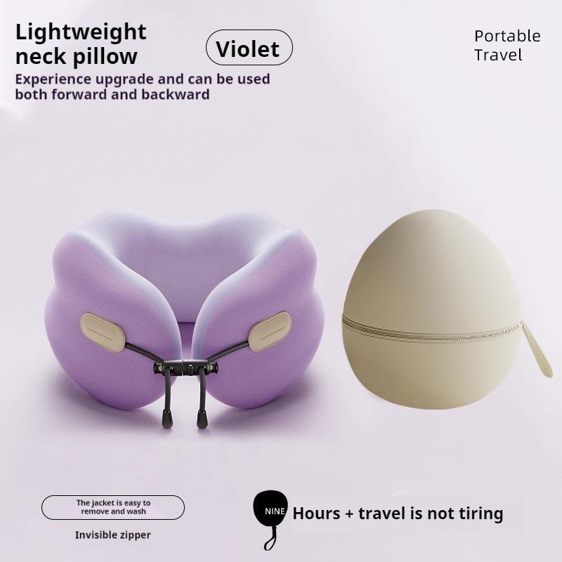 

Portable Memory Cotton Business Trip U Shaped Neck Pillows Airplane Travel High-speed Rail Pillow Cervical Healthcare Supply 27x25x14cm фиолетовый