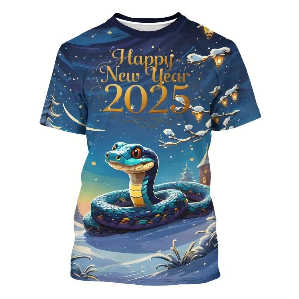 Chinese Year Of The Snake T-shirt Men Women Lunar New Year Trendy Tee Shirts 3D Printed Pattern Unisex Harajuku Tops