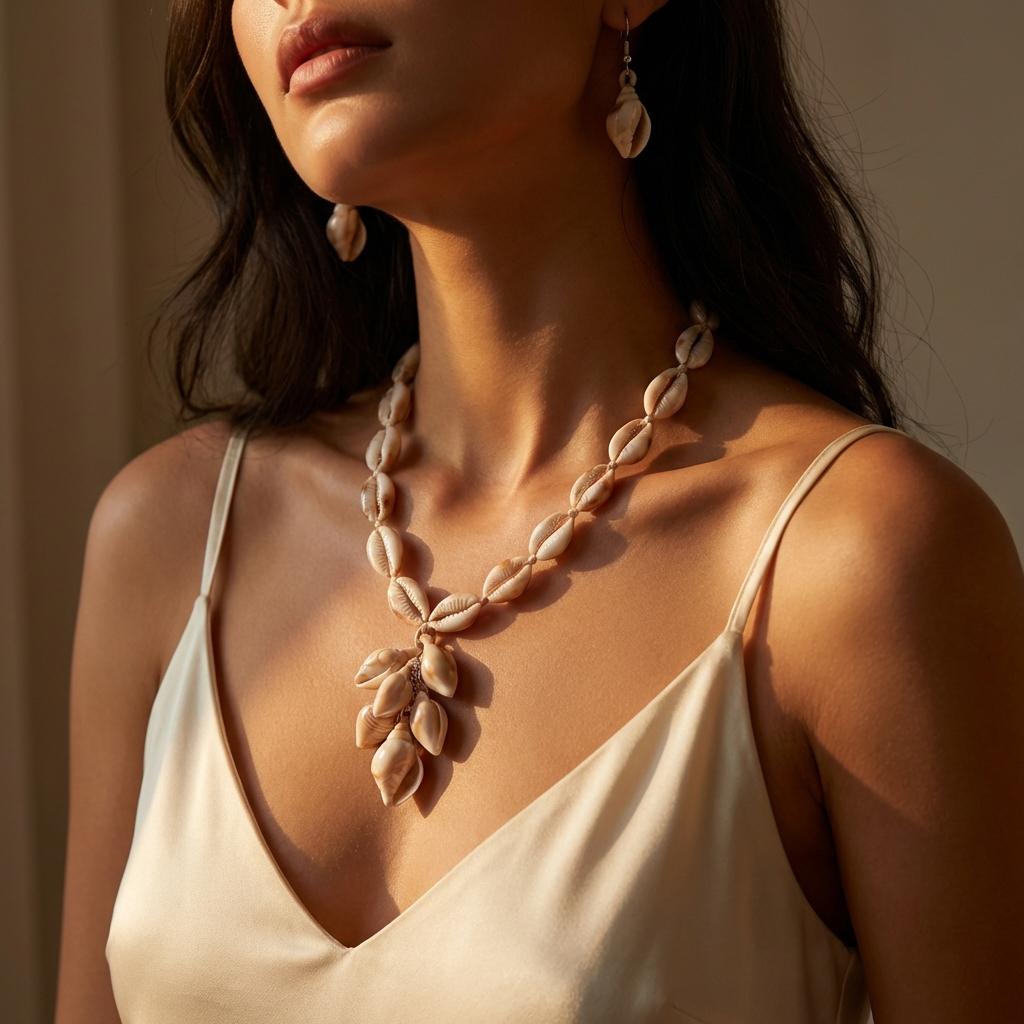 Bohemian Shell Conch Acrylic Tassel Necklace Earrings Set for Women Dainty Starfish Shell Vacation Beach Fashion Jewelry Gift