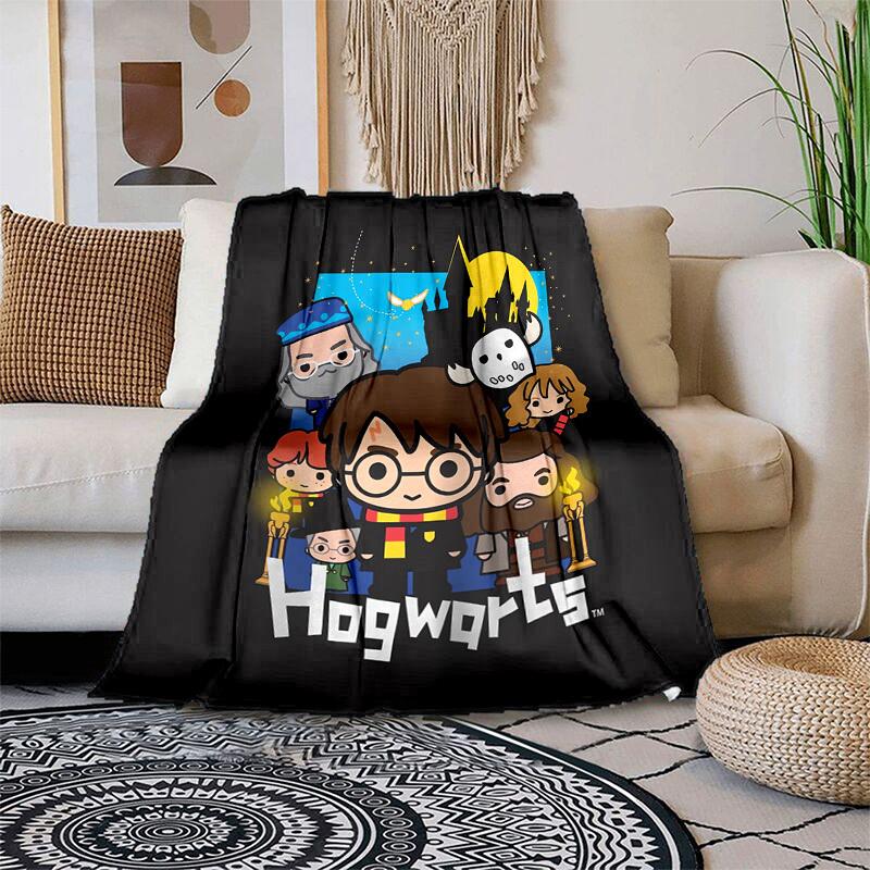 1pc Hogwarts Chibi Characters Cartoon Blanket,Portable Throw for Travel & Camping, All Season Cozy Blanket,Ideal Gift