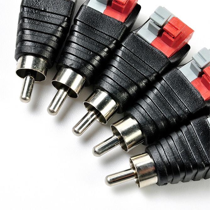 Quick Installation 2PCS Speaker Wire AV Cable to Audio Male Connector