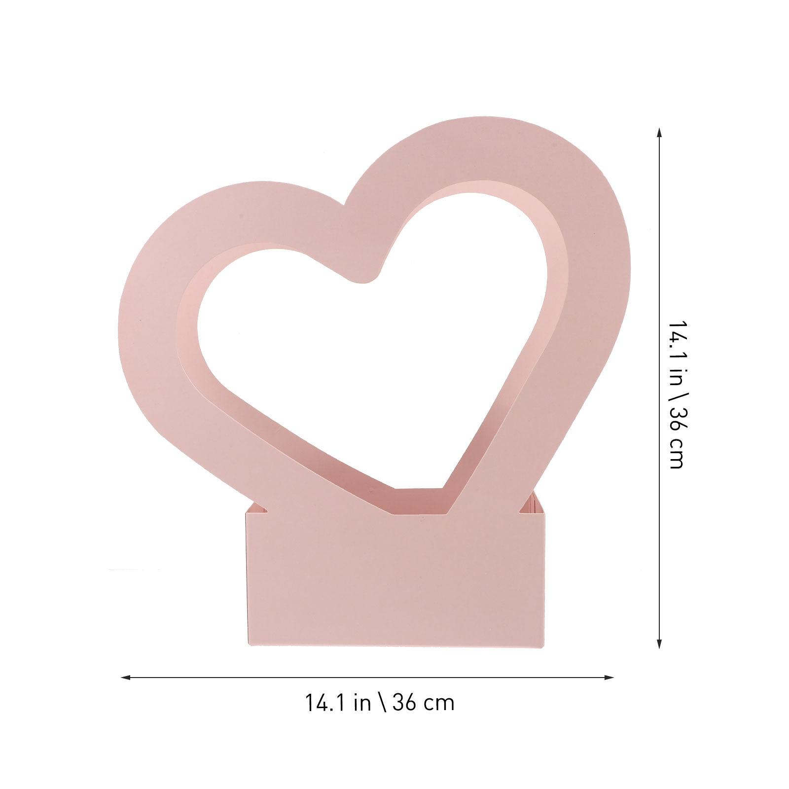 

2Pcs Creative Heart-Shaped Flower Packing Box High-Quality Paperboard Handheld Flower Wrapping Container for Wedding Bouquet розовый