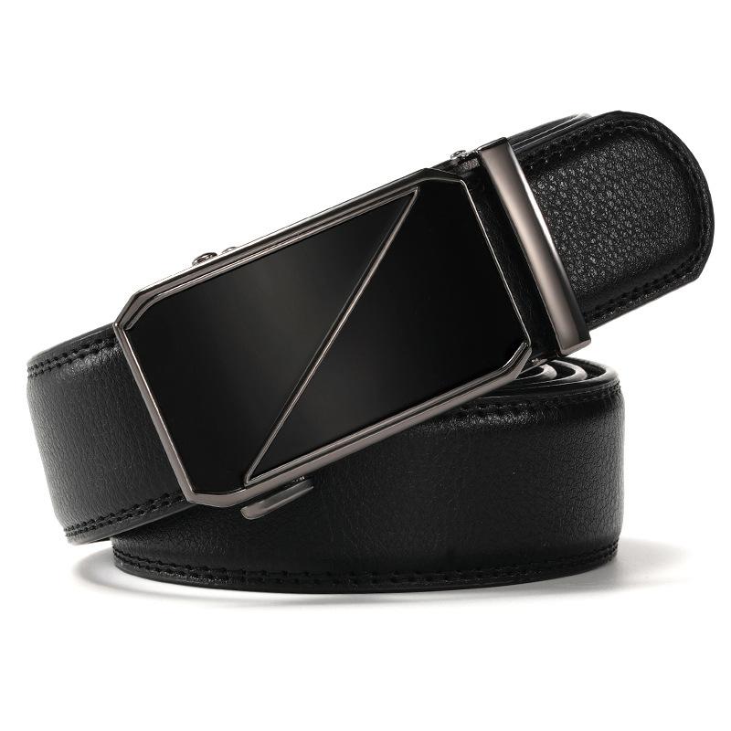Belt Men's Alloy New Automatic Buckle Cowhide Pants Belt Business Casual Trend Middle Aged and Young Belt Men