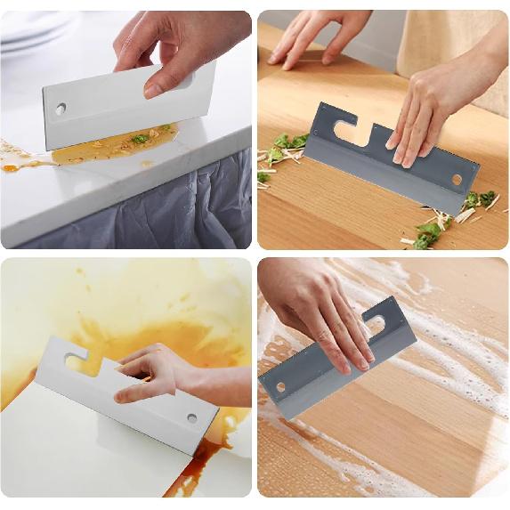 2 Pcs 7.68" Silicone Squeegee White Soft Water Scraper Cleaner Hanging Hole Car Window Blade Flexible Waterblade Cleaner Tool for Shower Doors Mirror