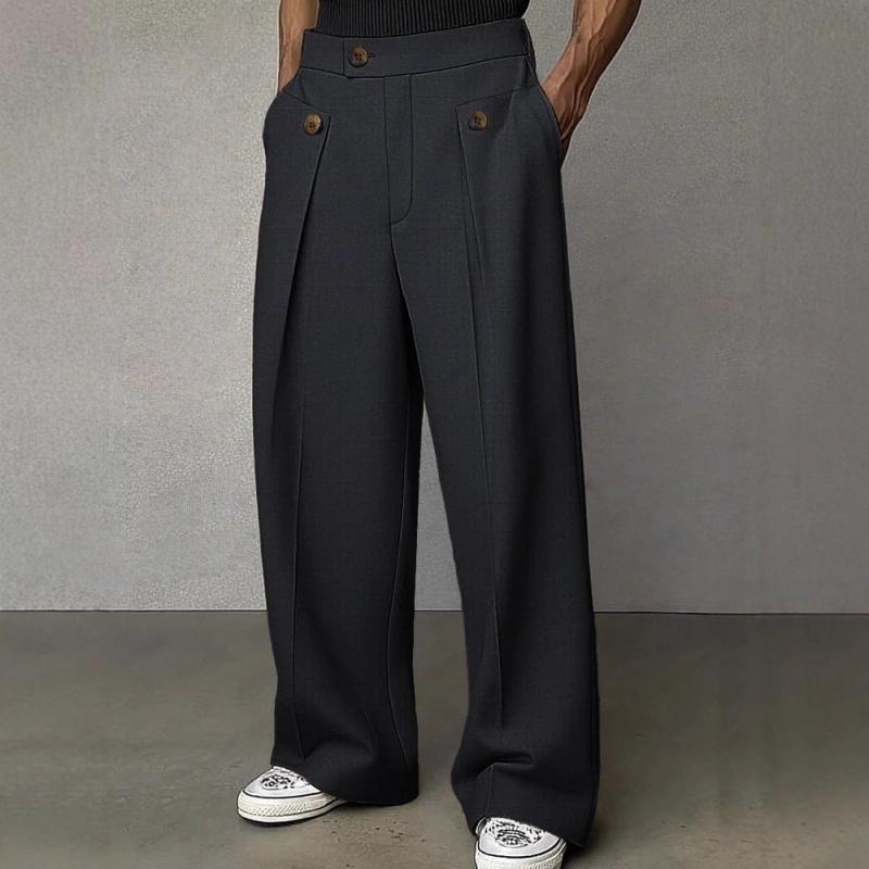 Men's straight-leg anti-wrinkle no-iron business casual trousers with premium drape