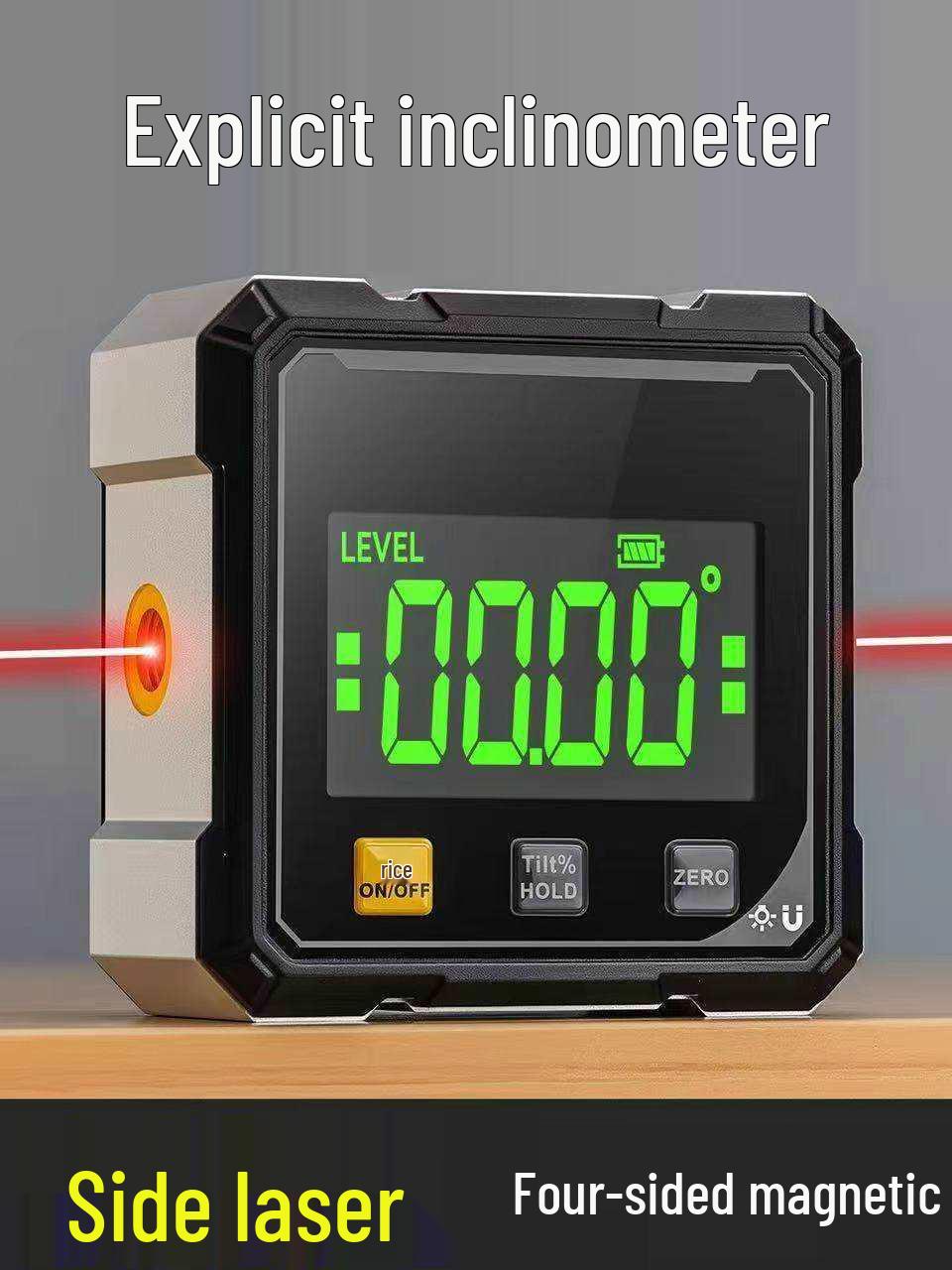 High-Precision Digital Inclinometer with Magnetic Angle, Laser Level & Multifunctional Slope Meter no