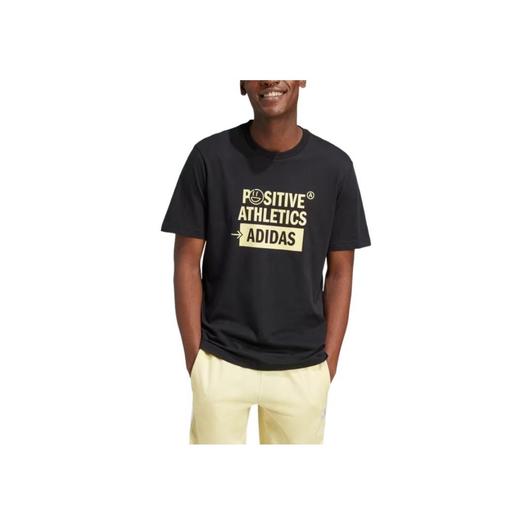 

Adidas Letter Round Neck Pullover Short Sleeve T-Shirt Men T-Shirts Black JJ3991 S