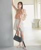 Beige Frilled Docking Pullover with Sash [BIS] Women's T-Shirt (Set) (27)