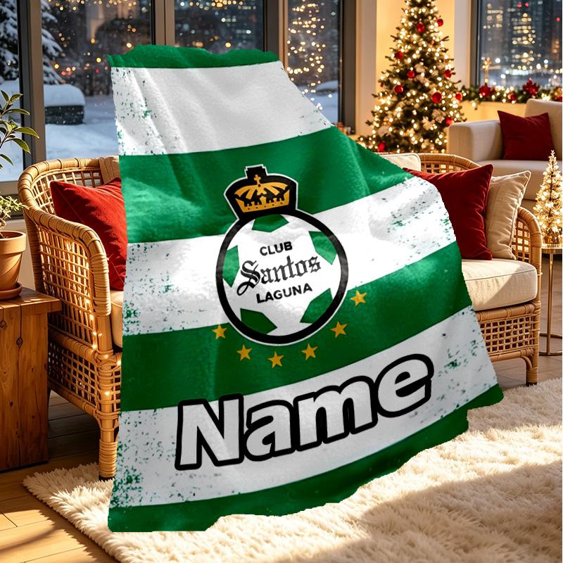 Custom Name Personalized Club Santos Laguna Print Blanket, Home Decor, Bedroom, Sofa, Camping, Couch, Gifts for Birthday ChristmasEnthusiasts