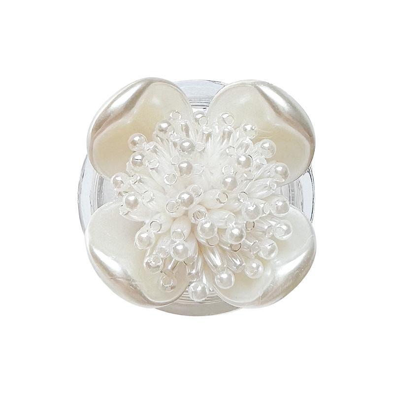 Small Fresh Flower Pearl String Mobile Phone Airbag Bracket, Pasted Retractable Desktop Drama Bracket, Niche