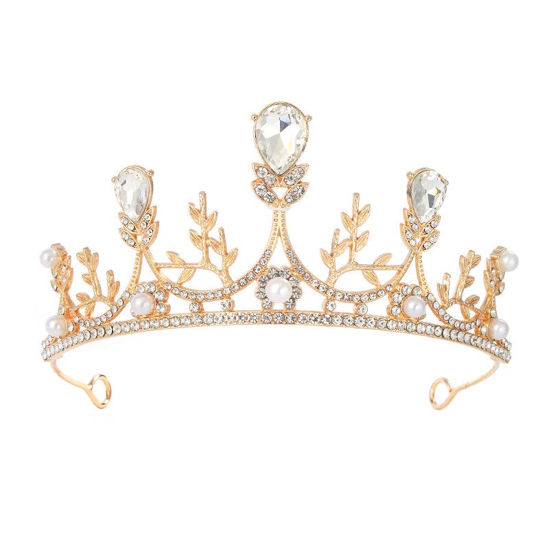 European Pearl Rhinestone Bridal Headband - Princess Crown Hair Accessory