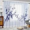 2 Pieces HD Digital Leaf Flowers  Printed Window Screen Home Decor Style Decoration Living Room Window Screening