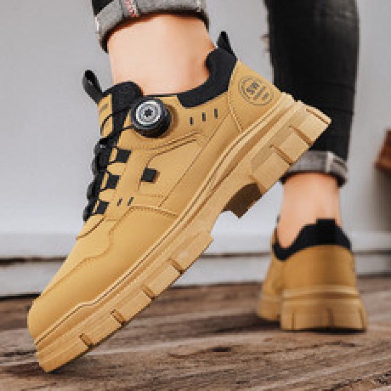 Men's Shoes Autumn 2025 New Low-top Tooling Martin Shoes Men's Casual Leather Trendy Shoes Men's Rotating Buttons