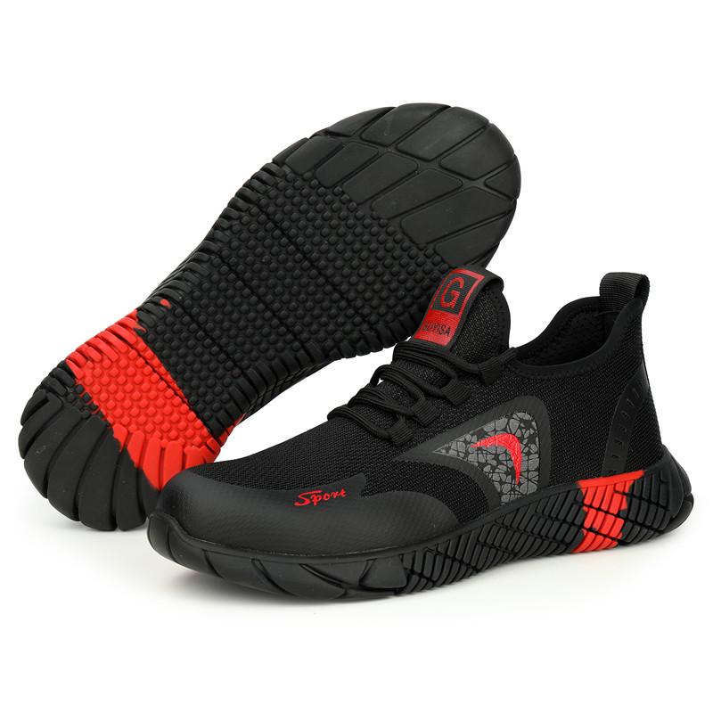 AtreGo Breathable Safety Shoes Men Summer Lightweight Work Shoes Steel