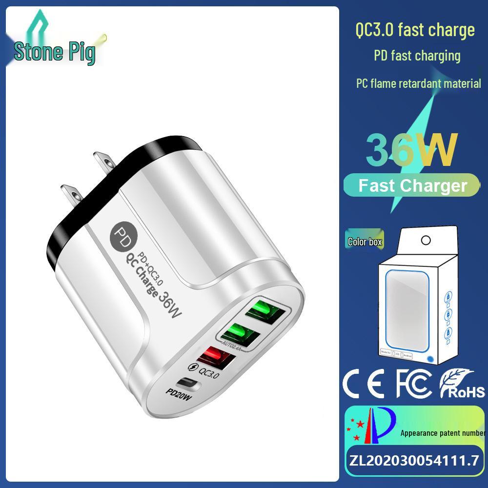 Universal Travel Charger: 3USB + PD 20W Fast Charge Adapter