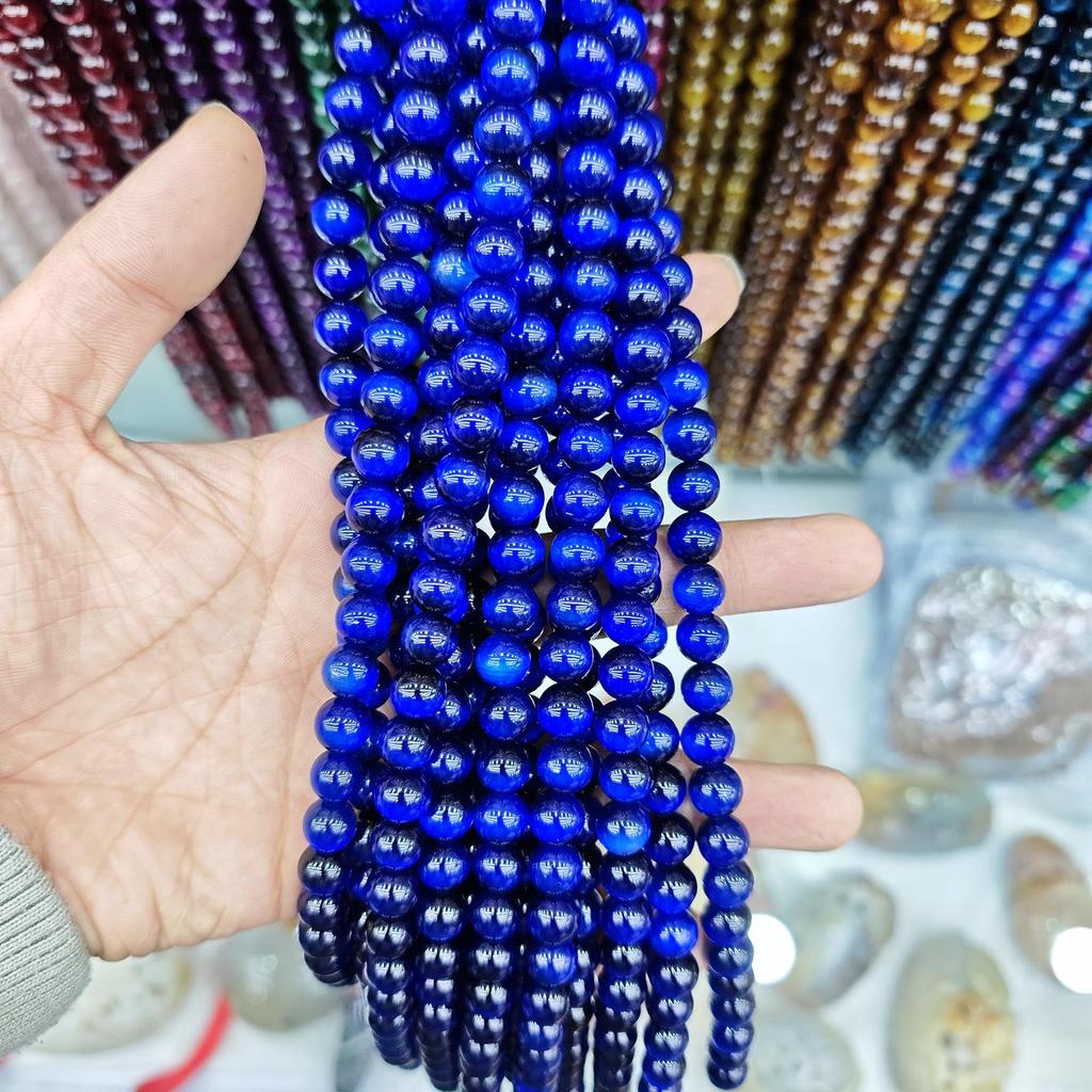 10mm Cat's Eye Stone Beads: Single, Double, Triple Color Options for DIY Jewelry Accessories.