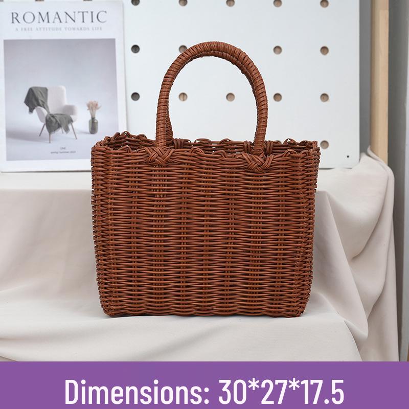Wicker Handheld Lightweight Basket: Versatile Vegetable Shopping, Fashion Tote, Picnic & Bathroom Shower Use