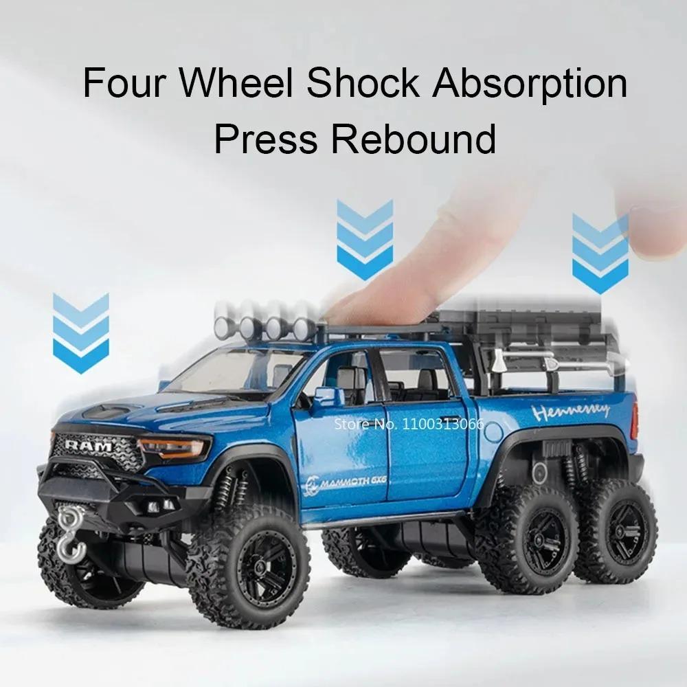 1:32 Scale Tacoma RAM Mammoth 6x6 Cars Model Toys Wheel Pull Back Miniature SUV Doors Opened Off-road Vehicle Educational Toys