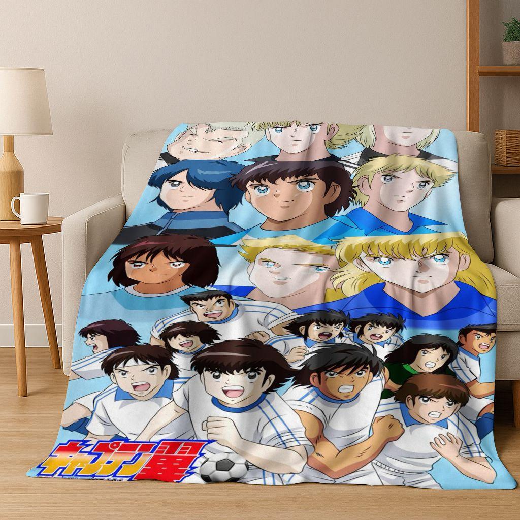 3D Cartoon Captain Ozora Tsubasa Football Anime Flannel Blanket,Warm and Cozy Soft Throw Blanket for Home Bedroom Bed Sofa Cover