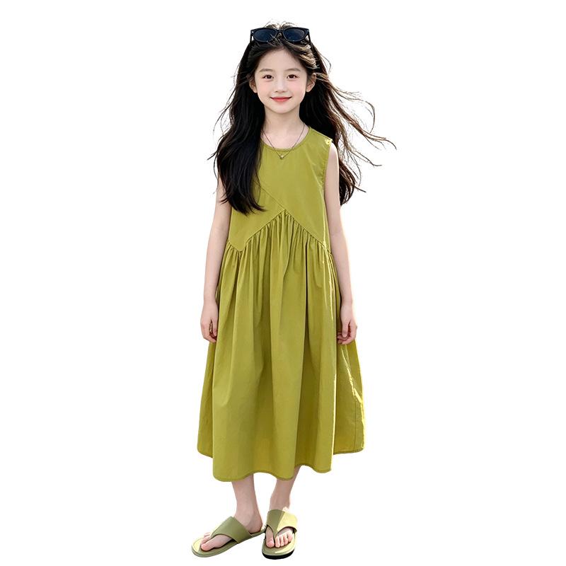 2026 Stilvolles ärmelloses Midi-Sommerkleid für Mädchen - Lässiger Rock für größere Kinder