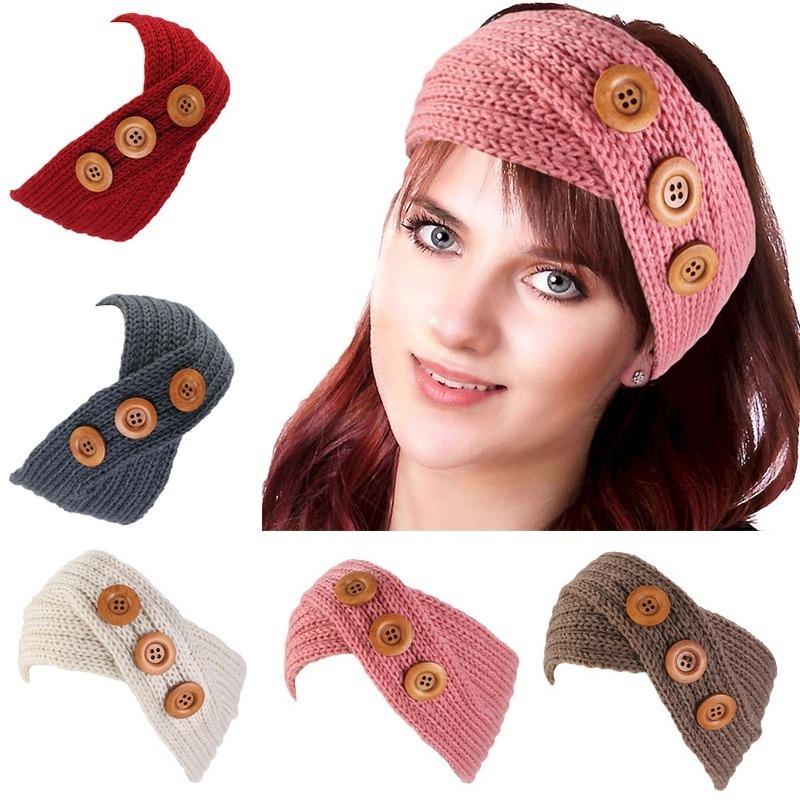 Cashmere Solid Color Elastic Crochet Knitted Cross Headband Headwrap Hairband