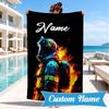 Custom Name Firefighter's Courage Beach Towel Microfiber Beach Towel, Lightweight and Quick-Dry, for Summer Travel, Swimming Pool Gift