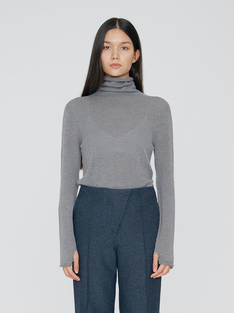 REMPLACEMENT Finger Hole Turtle Neck - Gray