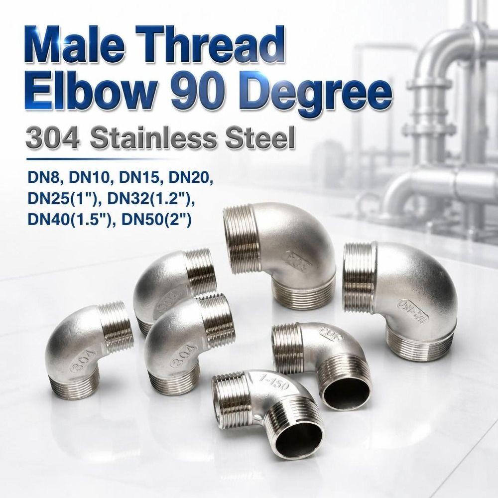 Threaded 90 Degree Pipe Elbow DN8-50 Stainless Steel Pipe Fitting Male Thread Elbow Pipeline