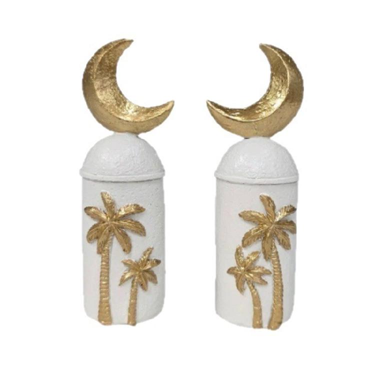 

Arabian Themed 2 Piece Resin Castles With Coconuts Tree And Moon Design Eid Ramadans Islamic Home Accent Decorations Gift 1