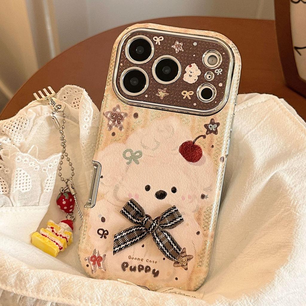 Uroczy Kreskówkowy Szczeniak z Muszką Etui na Telefon dla iPhone 15, iPhone 16, iPhone 17 Pro Max