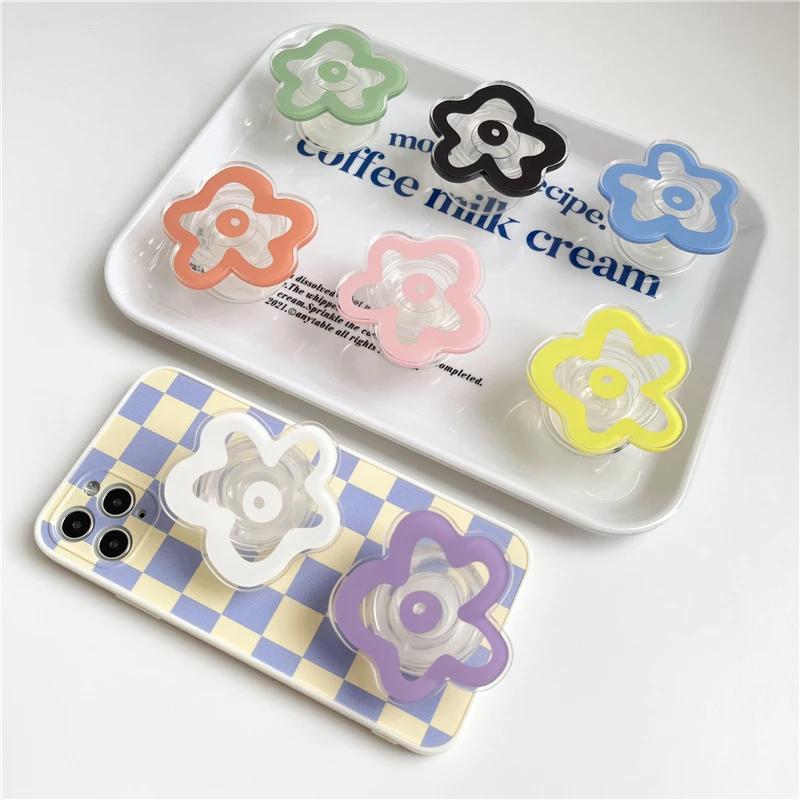 Transparent Solid Color Flower Glossy Foldable poSocket Pocket Phone Holder for Smartphone Grip Finger Ring Stand socket