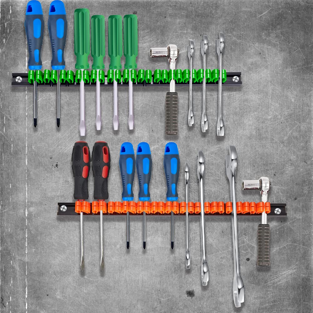 Laofeei Soporte para Destornilladores Soporte para Herramientas Soporte para Herramientas Alicates Montado en la Pared Estante de Almacenamiento para Garaje Tornillos de Montaje Incluidos Juego de 4 (Negro)