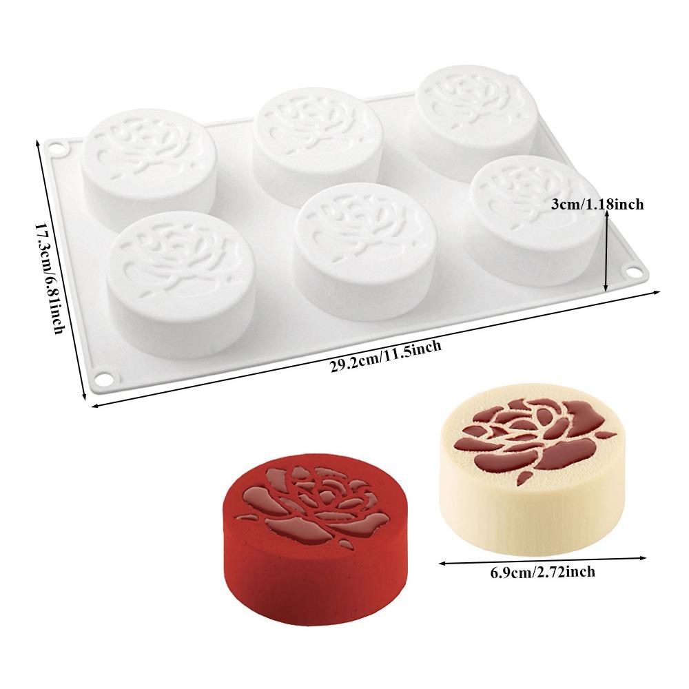 

6 Cells Rose Baking Cake Molds Food-Grade Silicone Cylindrical Chocolate Mold DIY Heat-Resistant Pudding Mould Kitchen Tools небо синє кольору