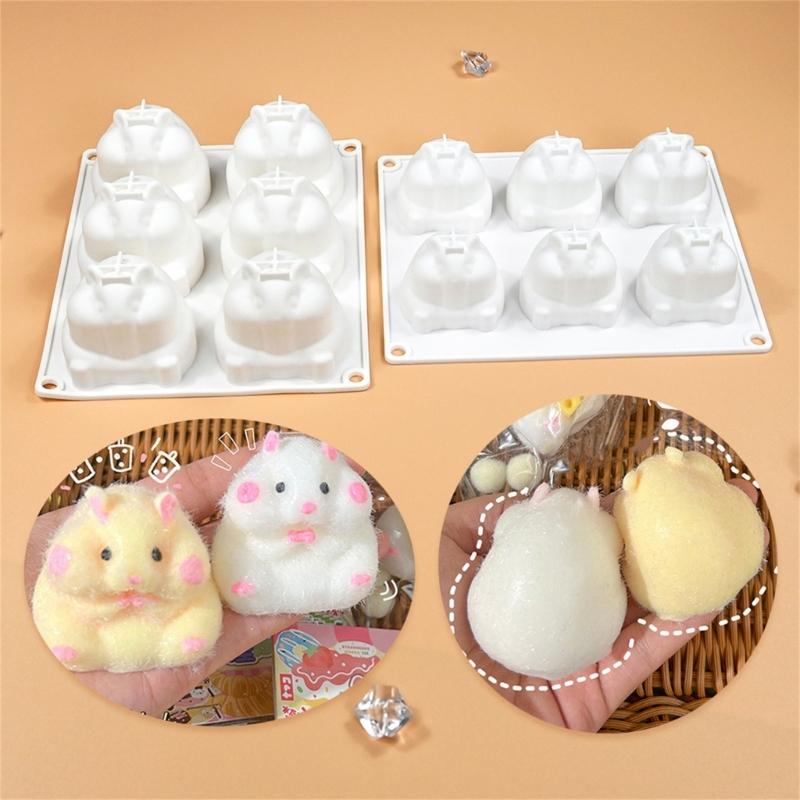 6Cavity Little Hamster Silicone Molds Mousse Cake Molds Home Bakings DIY Supplies