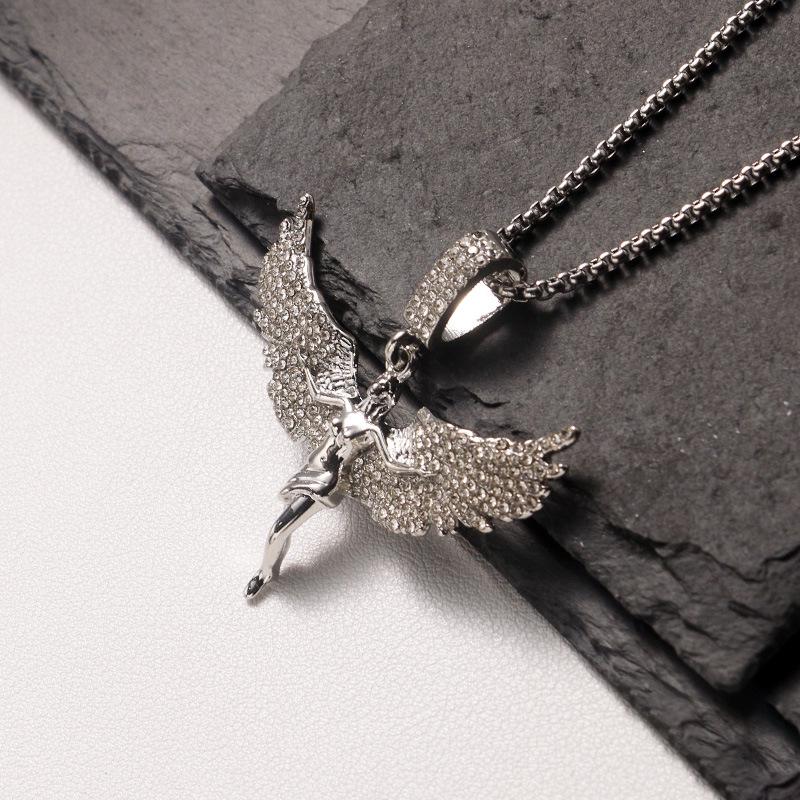 

Трехмерная подвеска-ангел с крыльями и бриллиантами - Хип-хоп титановая сталь