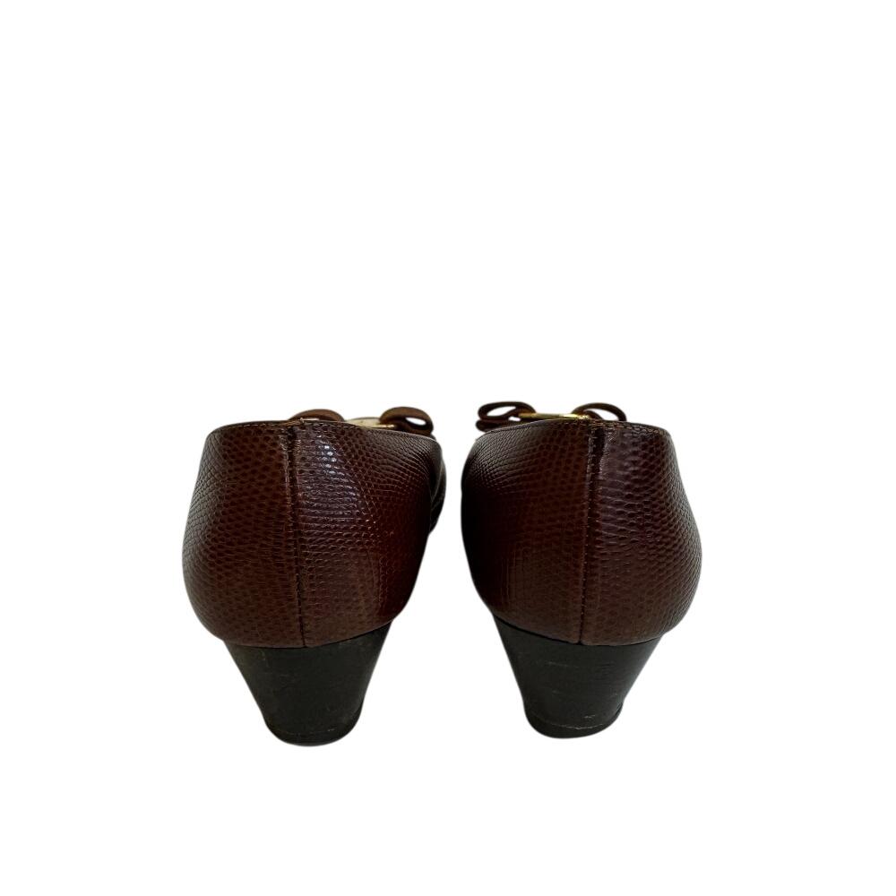 Salvatore Ferragamo Lizard Vara ribbon pumps Brown Lizard Women Used