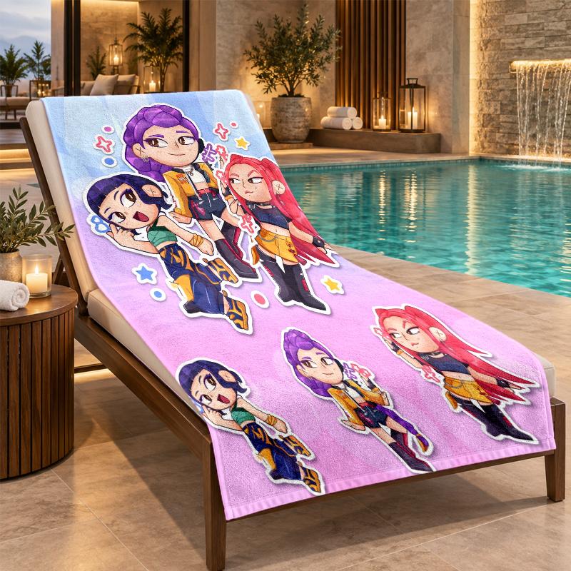 Beach Towel with Kpop Demon Hunters Design, Quick Dry Lightweight Towel for Swimming Pool Travel