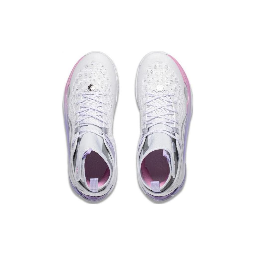 Li Ning 808 2 ULTRA Abrasion Resistant Breathable Mid Top Basketball Shoes Men's White Bad Little Purple ABAT007-1