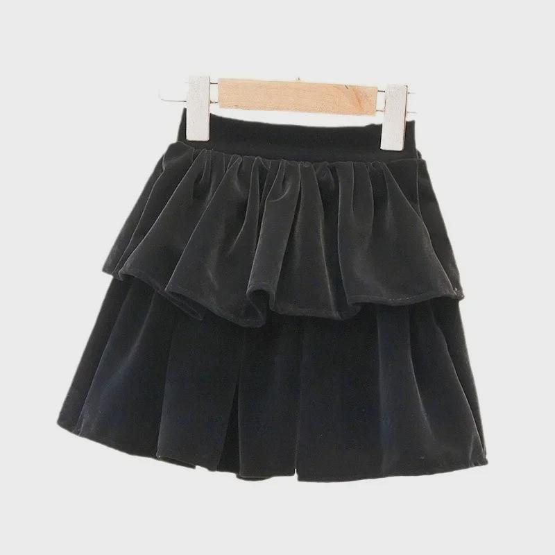 Velvet High-Waist A-Line Skirt for Women & Girls - Autumn/Winter Collection