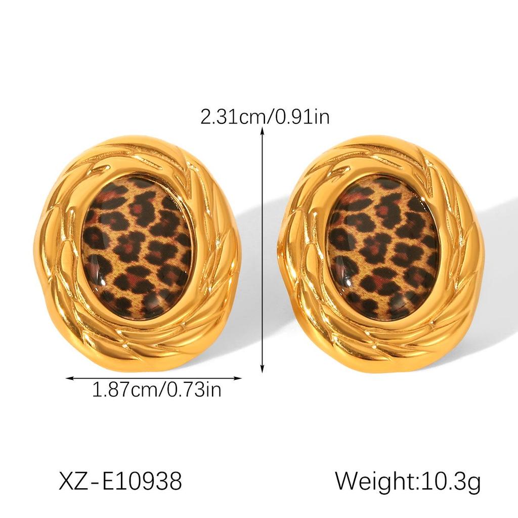 Leopard Print Titanium Steel Hoop Earrings - Trendy, Non-Fading Stainless Steel for Women