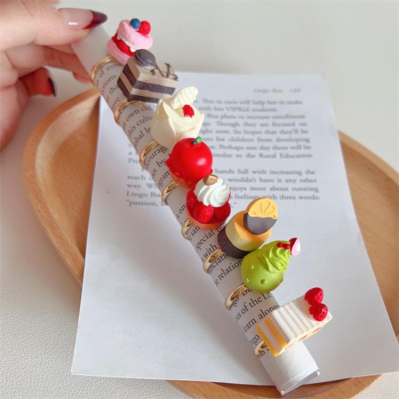 1 Piece Cream Chocolate Fruit Cake Rings Afternoon Tea Ring Exaggerated Vintage Chunky Girls Rings Birthday Gift