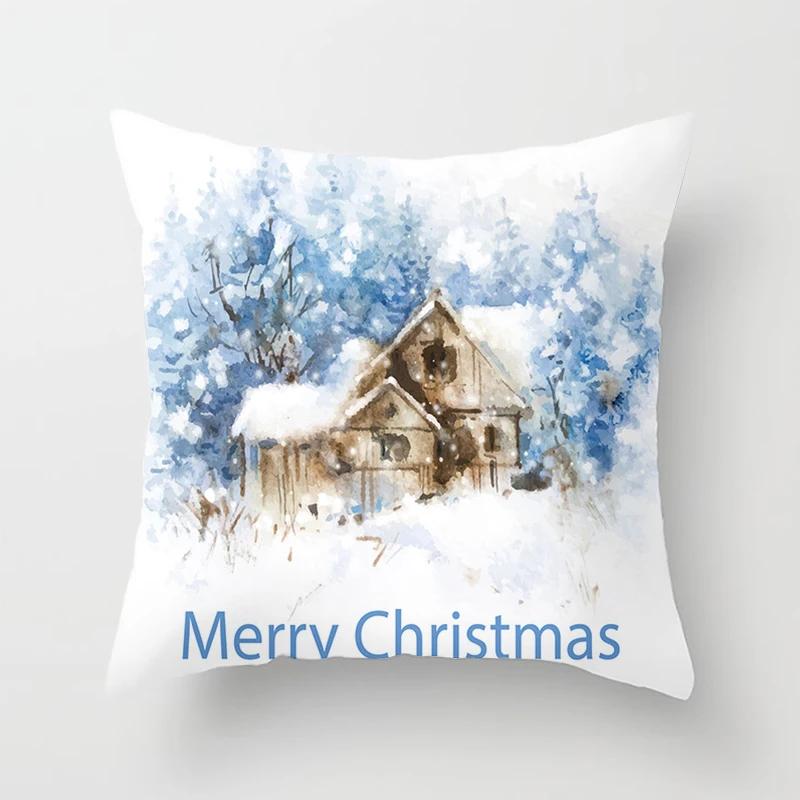 Blauer Schneeflocken Weihnachts-Kissenbezug Heimdeko Ornament Anhänger Geschenk Kissen