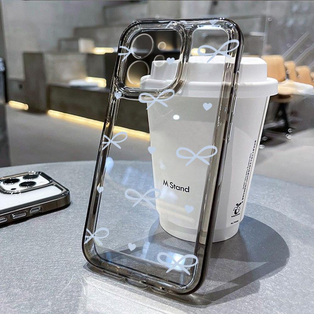 Applicable to iPhone17Pro blue little love bow space phone case Apple 16 transparent 15/14 generation