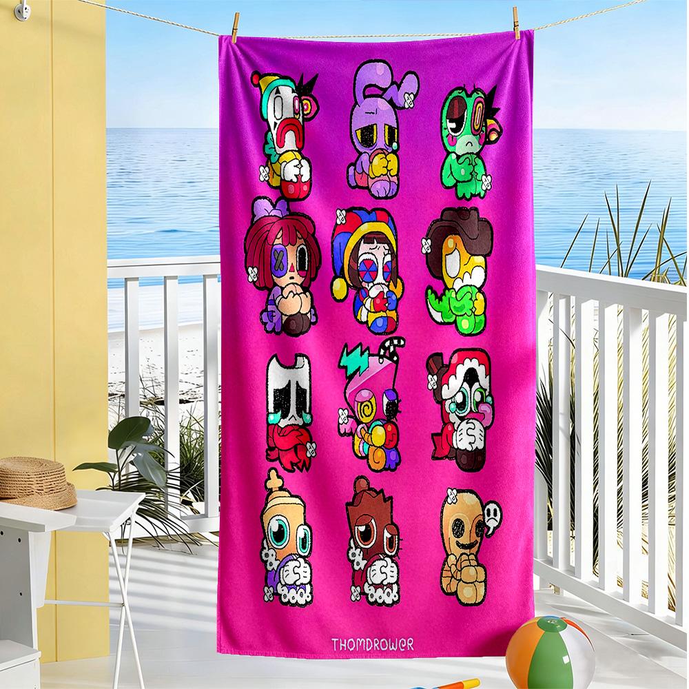 Digital Circus Beach Towel High Absorbency & Quick-Dry Comfortable Lightweight